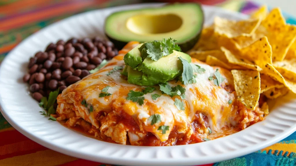 Chicken Taco Casserole served with side dishes