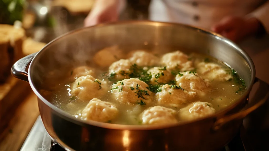 A failed batch of dense dumplings in soup