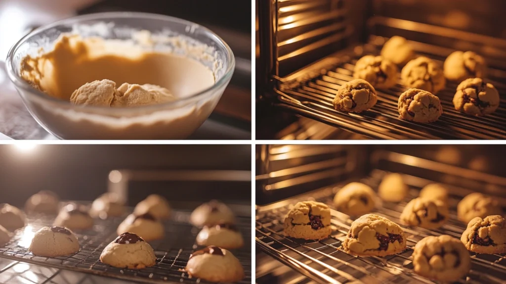 Step-by-step process of baking strawberry chocolate cookies